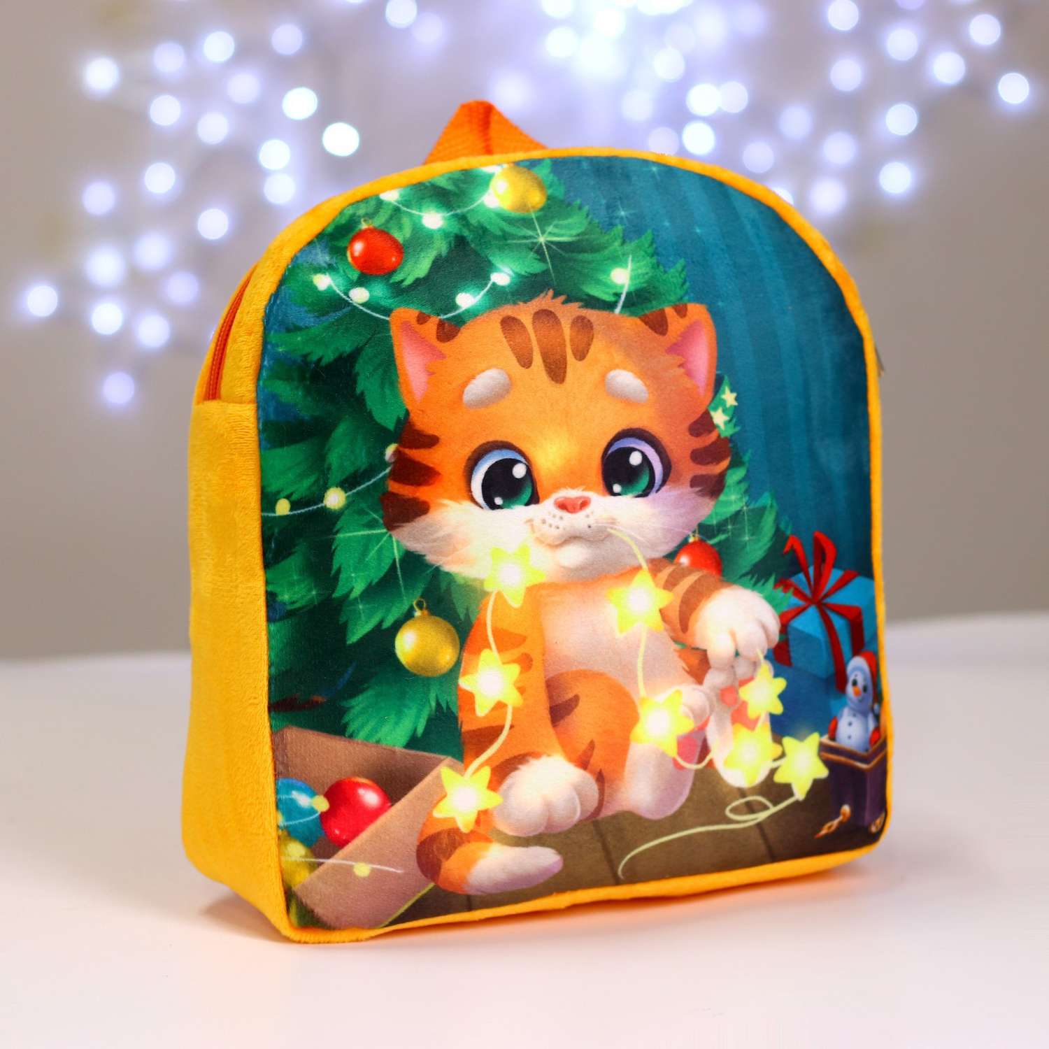 Детский рюкзак Milo Toys плюшевый Котик у елки 26х24 см - фото 2