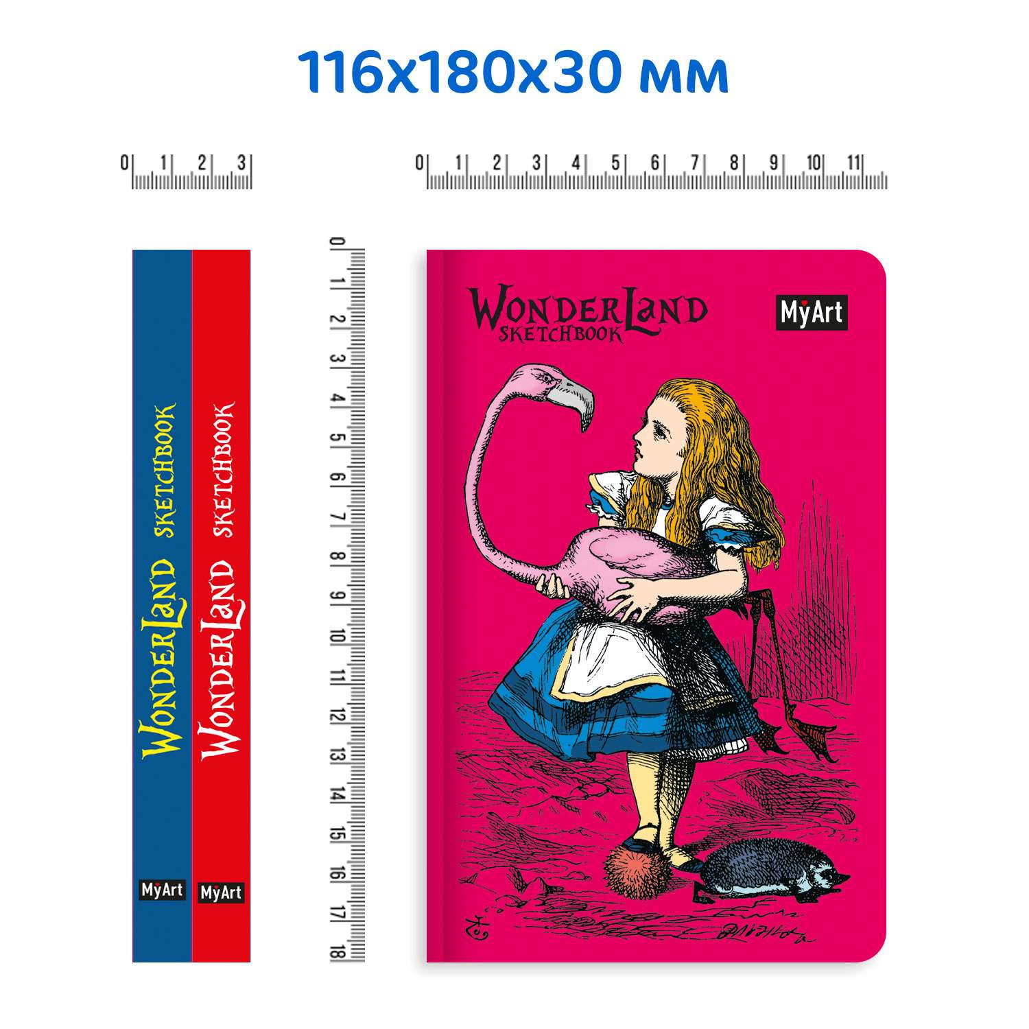 Блокнот Проф-Пресс скетчбук Wonderland комплект из 2 шт по 64 л 116х180 мм Алиса с фламинго+Шалтай-Болтай - фото 7