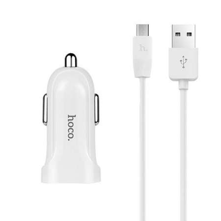 Зарядное устройство для авто hoco АЗУ/USB 2 разъема/ 2.4A MAX/кабель Micro USB