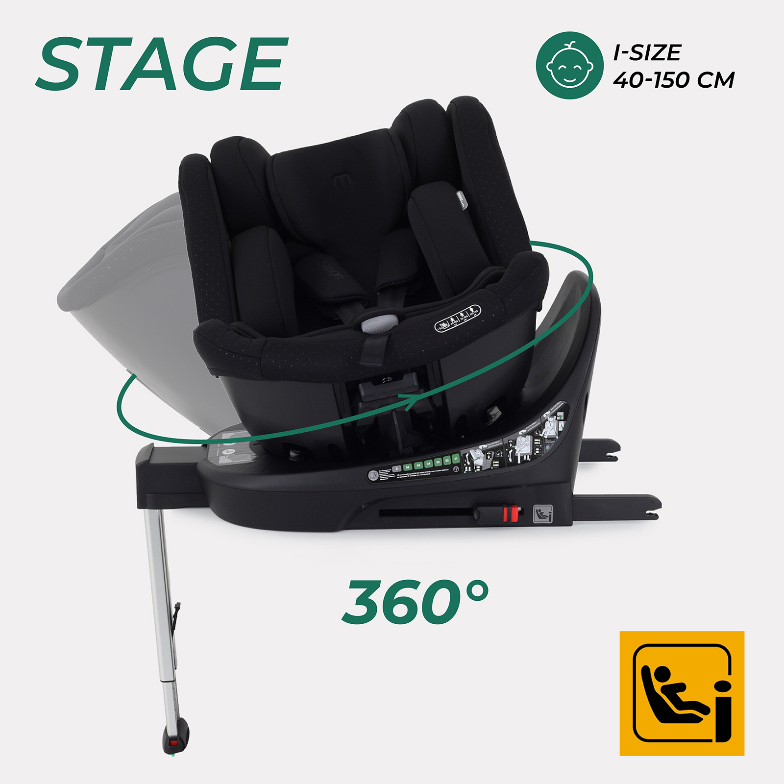 Автокресло MOWbaby Pro STAGE isofix Black 40-150см - фото 1