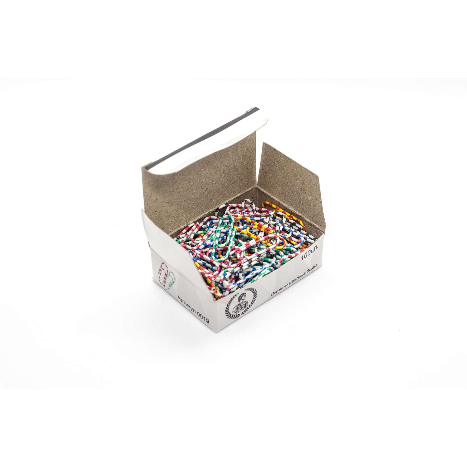 Скрепки 28 мм цветные-зебра Консул 100 шт в картонной коробке - фото 6