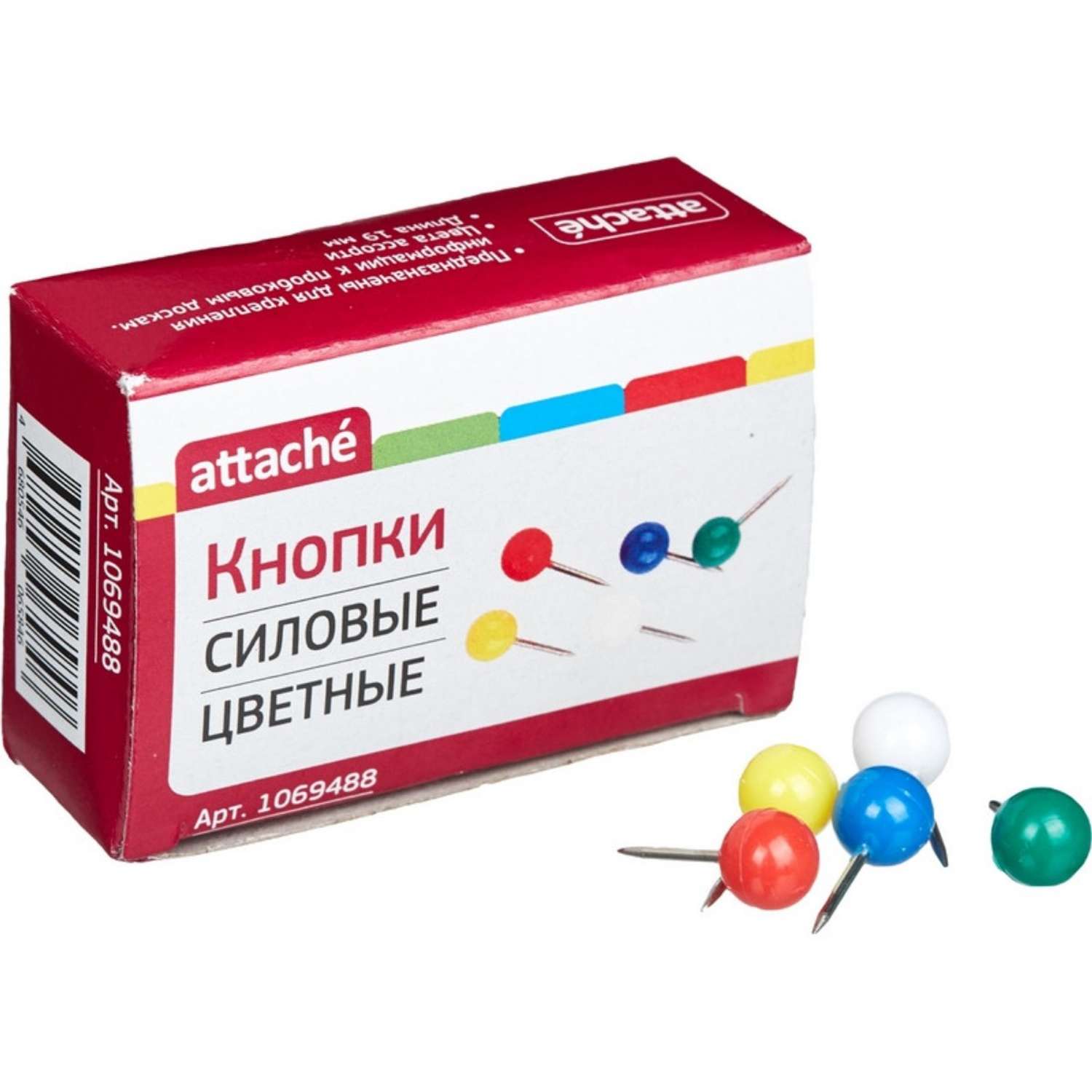 Булавки для пробковых досок Attache силовые (шарики) цветные 6 упаковок по 50 штук - фото 1