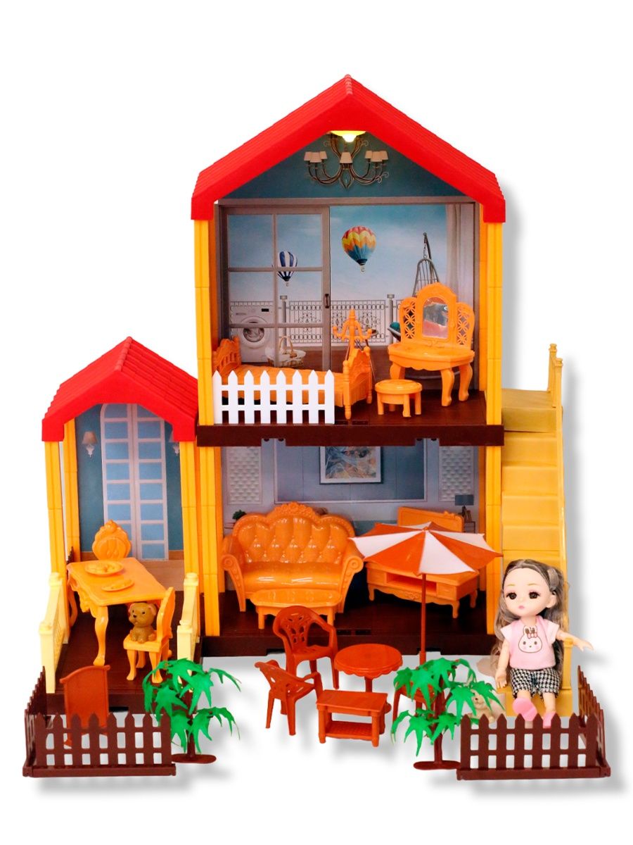 Кукольный домик 2 этажа ТОТОША игровой набор с шарнирной куклой и собачкой 92 детали 162 - фото 3