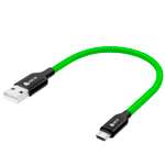 Кабель USB GCR 0.8m MicroUSB в зеленой нейлоновой оплетке GCR-52033