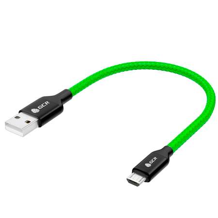 Кабель USB GCR 0.8m MicroUSB в зеленой нейлоновой оплетке GCR-52033