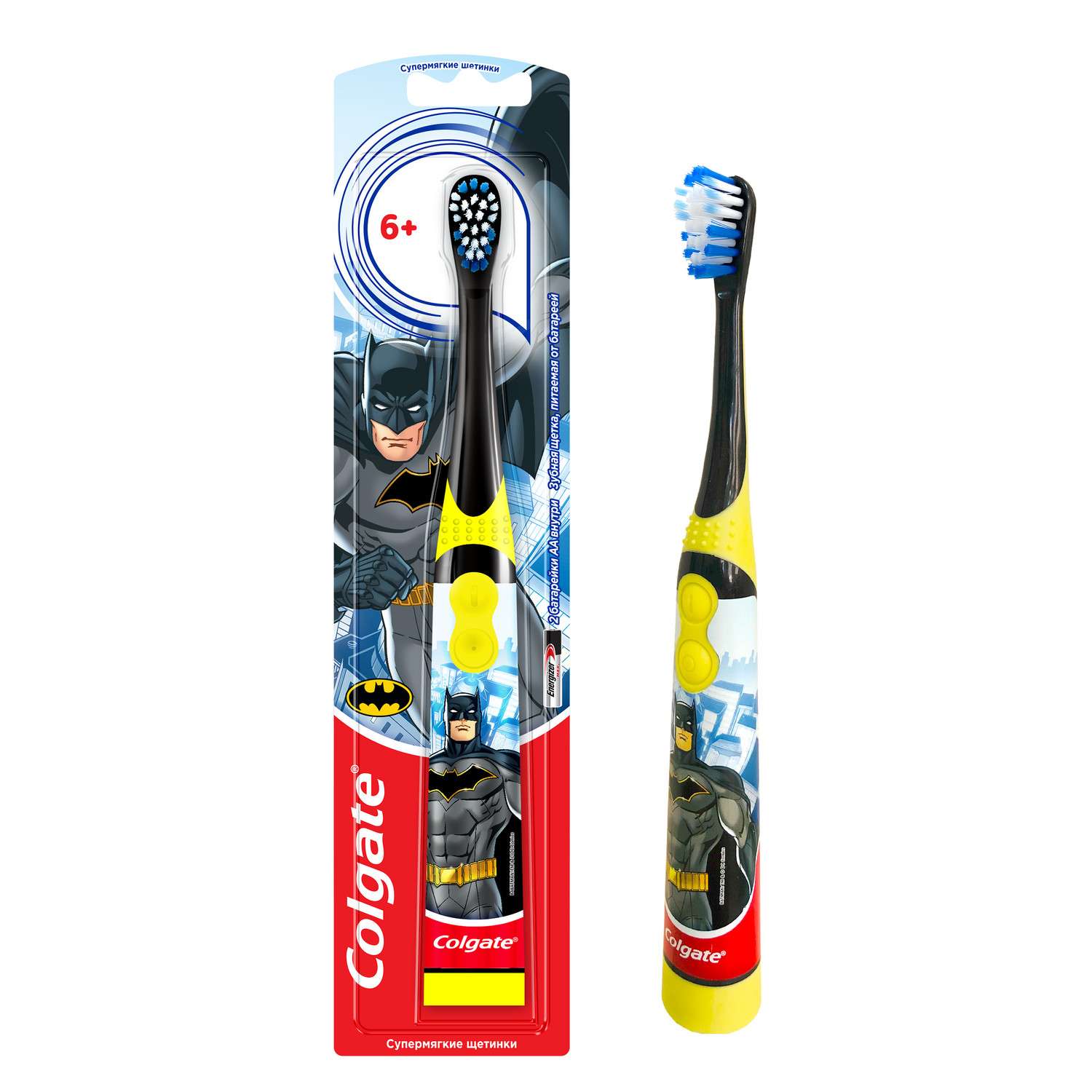 Зубная щетка Colgate Batman супермягкая электрическая Черная - фото 1