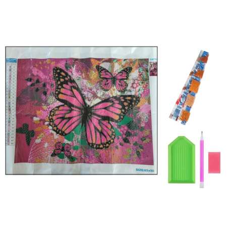 Алмазная мозаика Seichi Розовая бабочка 50х65 см
