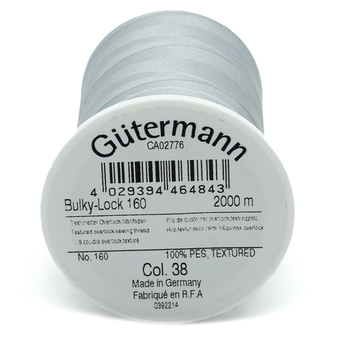 Нитки Guttermann оверлочные текстурированные полиэстер Bulky-Lock 160/2000 м 1 шт 730805 038 светлый серый - фото 2