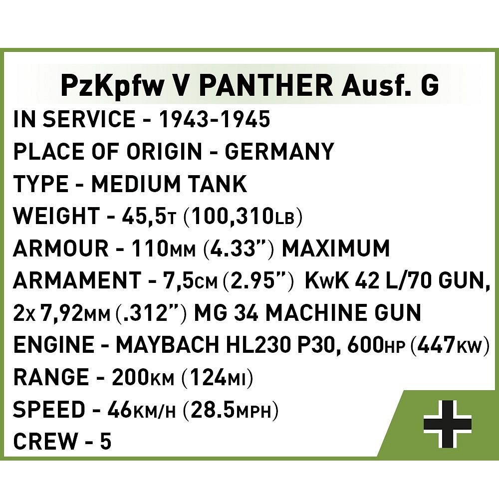 Конструктор COBI Немецкий танк Пантера PzKpfw V Panther Ausf G 298 деталей - фото 6