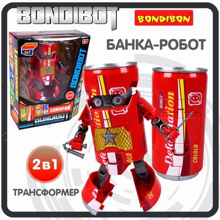 Трансформер BONDIBON BONDIBOT 2 в 1 банка - робот Самурай с оружием красного цвета