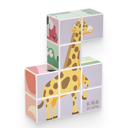 Игрушка LX 3D пазл Животные 9 кубиков 6 карточек кубики магнитные подарок на новый год