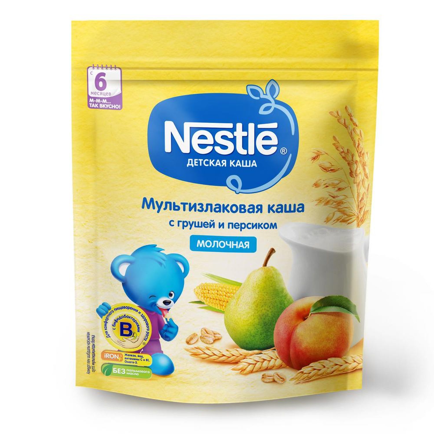 Каша молочная Nestle мультизлаковая груша-персик 220г с 6месяцев - фото 13