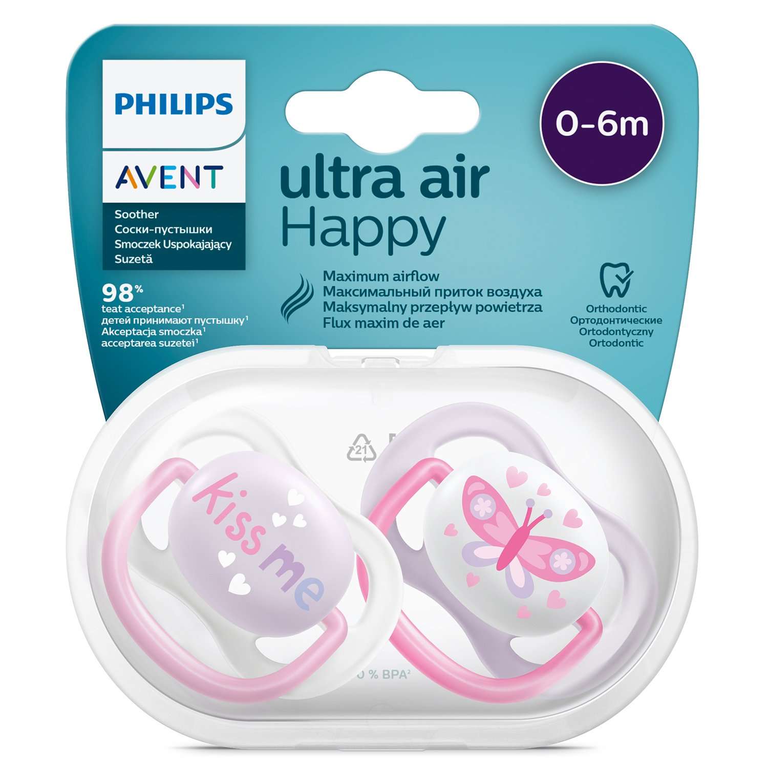 Пустышка Philips Avent Ultra Air с 0 до 6месяцев 2шт SCF080/14 - фото 12