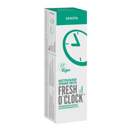 Натуральная зубная паста Spasta Fresh o’clock профилактика кариеса и воспаления десен 24/7 90мл