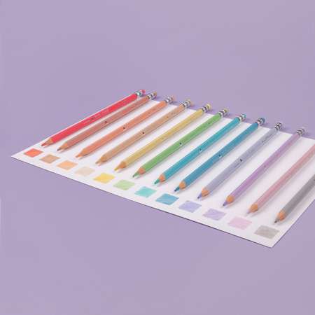 Карандаши цветные Bruno Visconti Рисуй Стирай пластиковые с точилкой 12 пастельных цветов