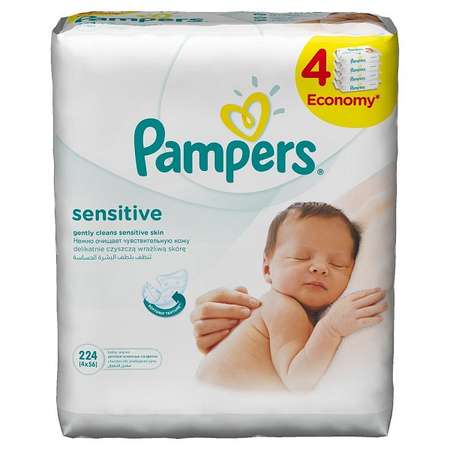 Салфетки Pampers Sensitive влажные сменный блок 4*56шт