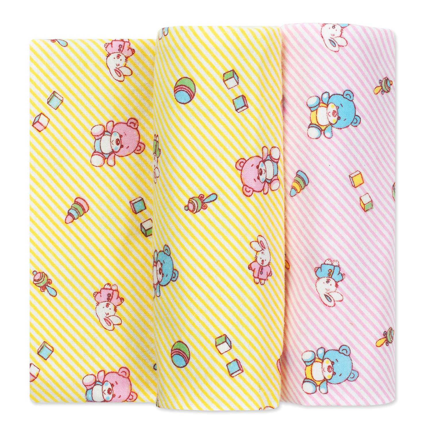 Пеленки фланелевые Чудо-чадо для новорожденных «Дочке/мишки игрушки» 85х120см 2 шт - фото 1