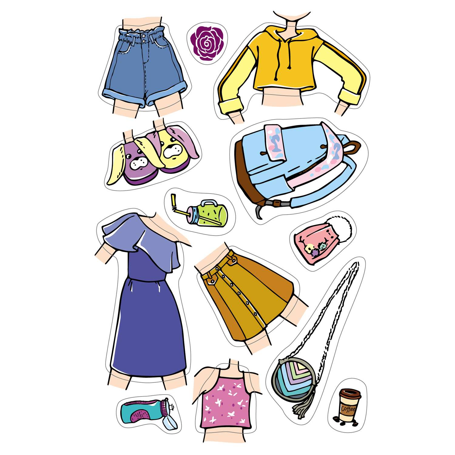 Блокнот для девочек Hatber Модный стиль/Создай свой образ/Эскизы одежды с наклейками - фото 6