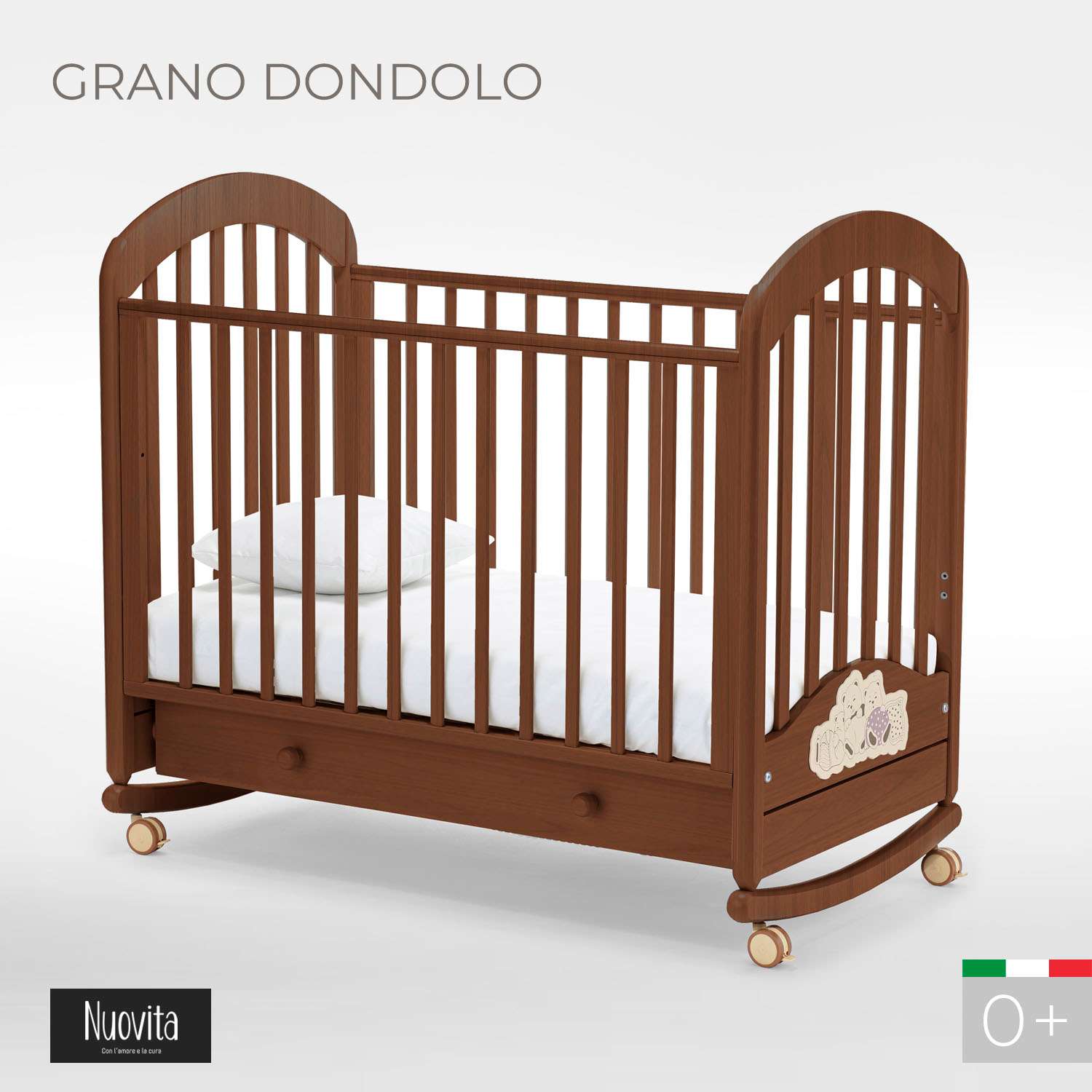 Детская кроватка Nuovita Grano Dondolo прямоугольная, без маятника (темный орех) - фото 2