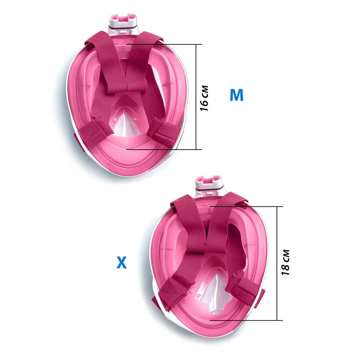 Маска подводная RUGES розовая размер X - фото 7