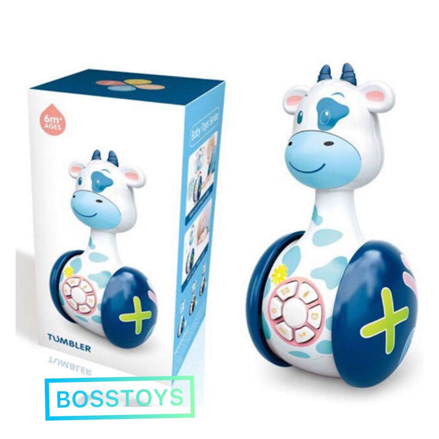 Неваляшка интерактивная BOSSTOYS Развивающая игрушка для малышей говорящая коровка - фото 2