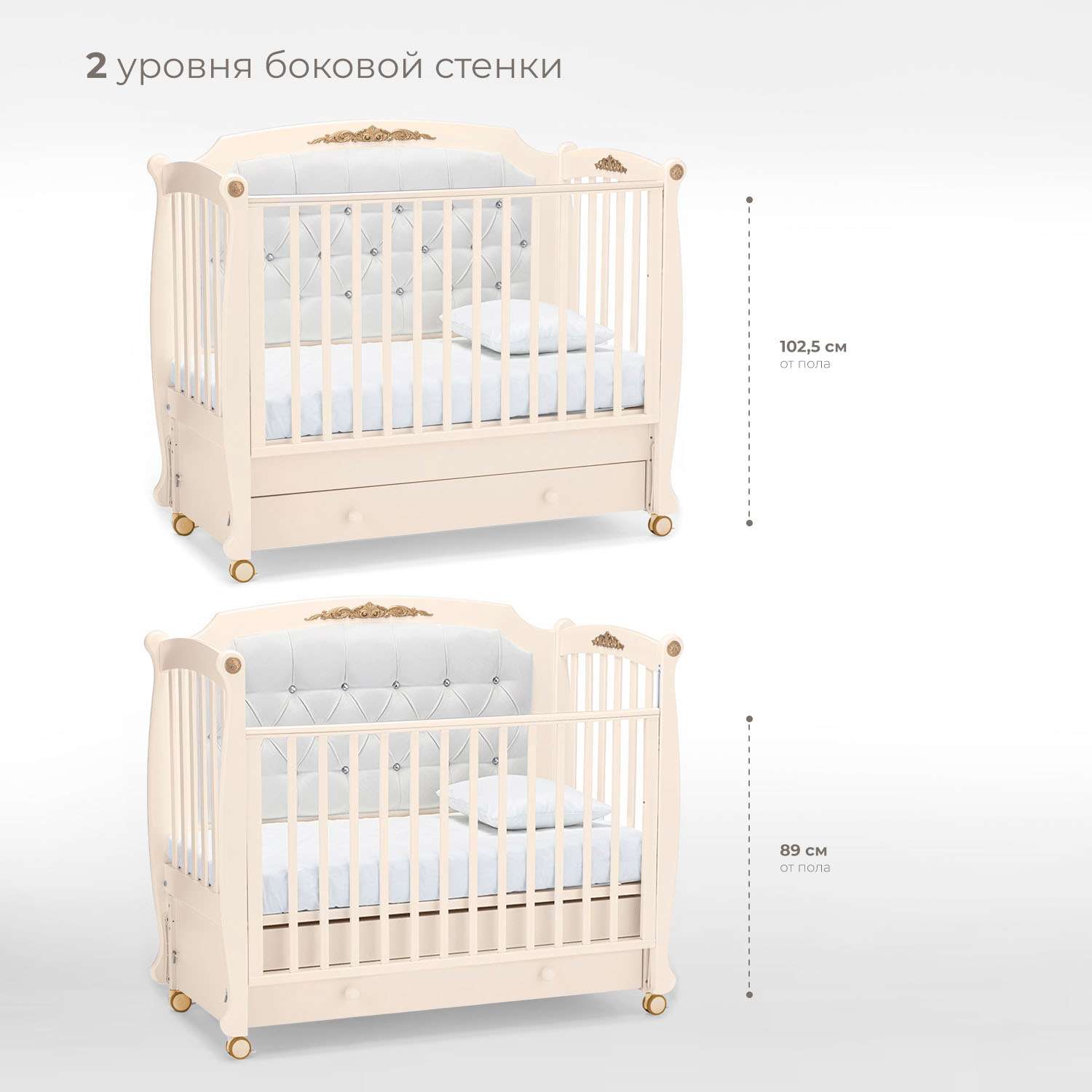 Детская кроватка Nuovita Furore Swing прямоугольная, продольный маятник (слоновая кость) - фото 3