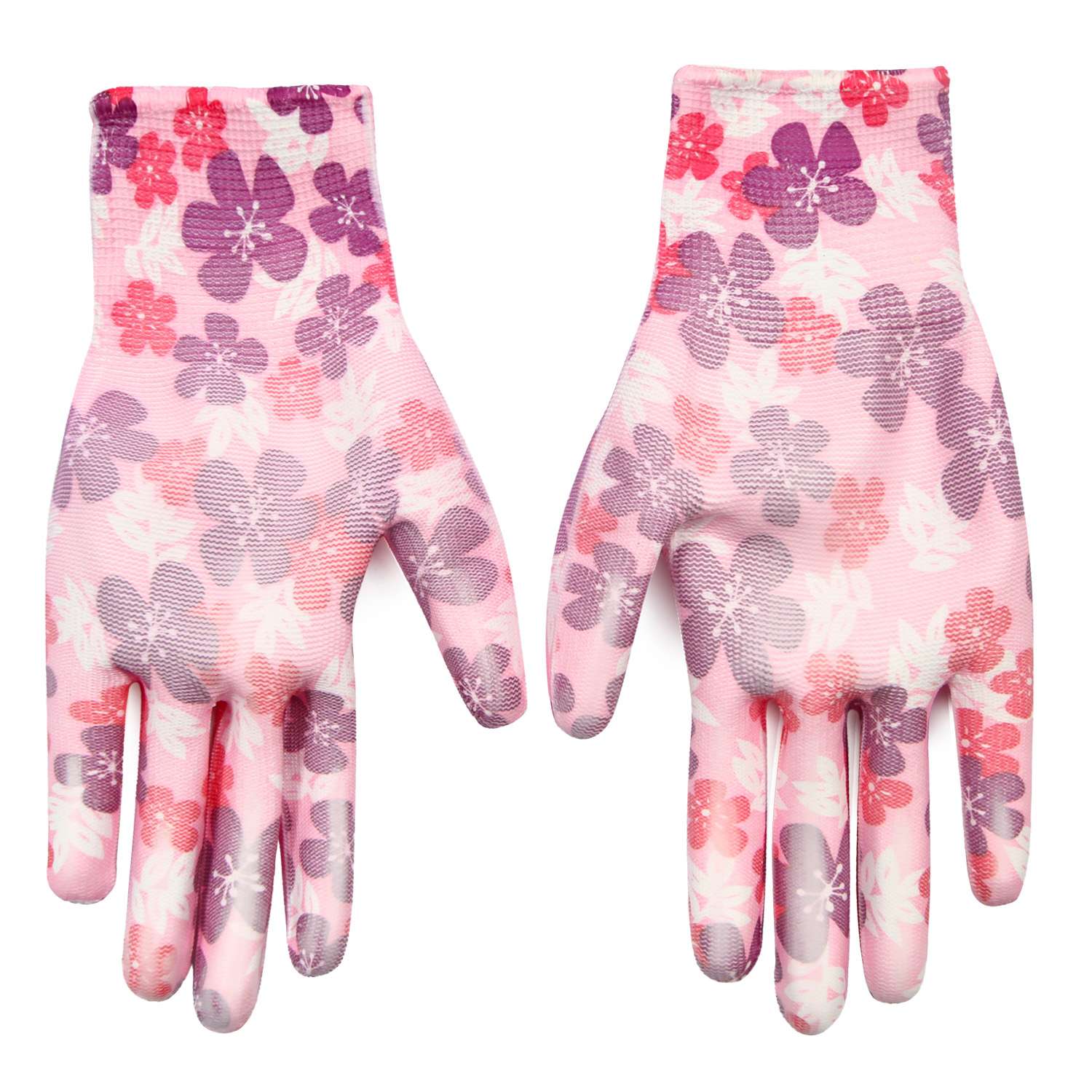Перчатки садовые с полиуретановым обливом розовый - фото 2