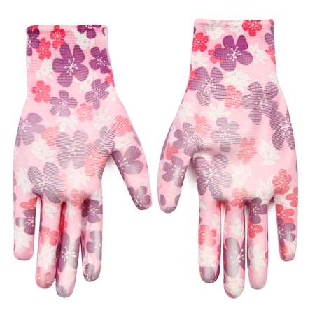 Перчатки садовые с полиуретановым обливом розовый