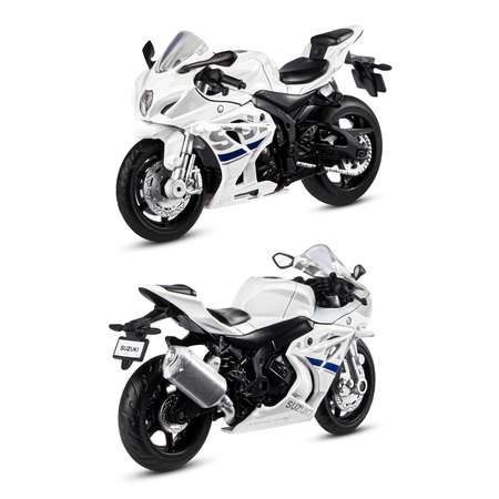 Мотоцикл металлический АВТОпанорама 1:18 Suzuki GSR-R1000 белый свободный ход колес
