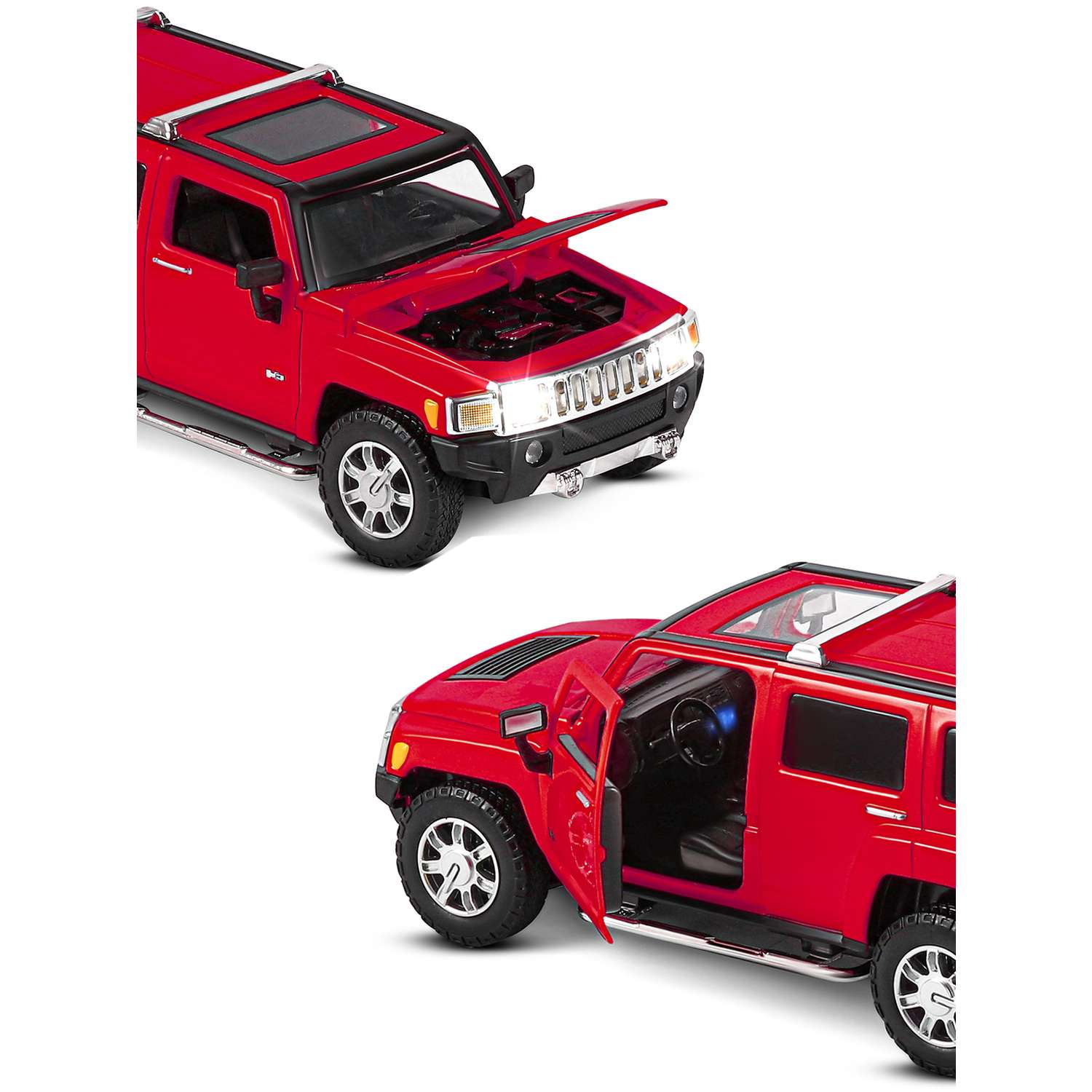 Машинка металлическая АВТОпанорама игрушка детская Hummer H3 1:24 красный JB1200221 - фото 8