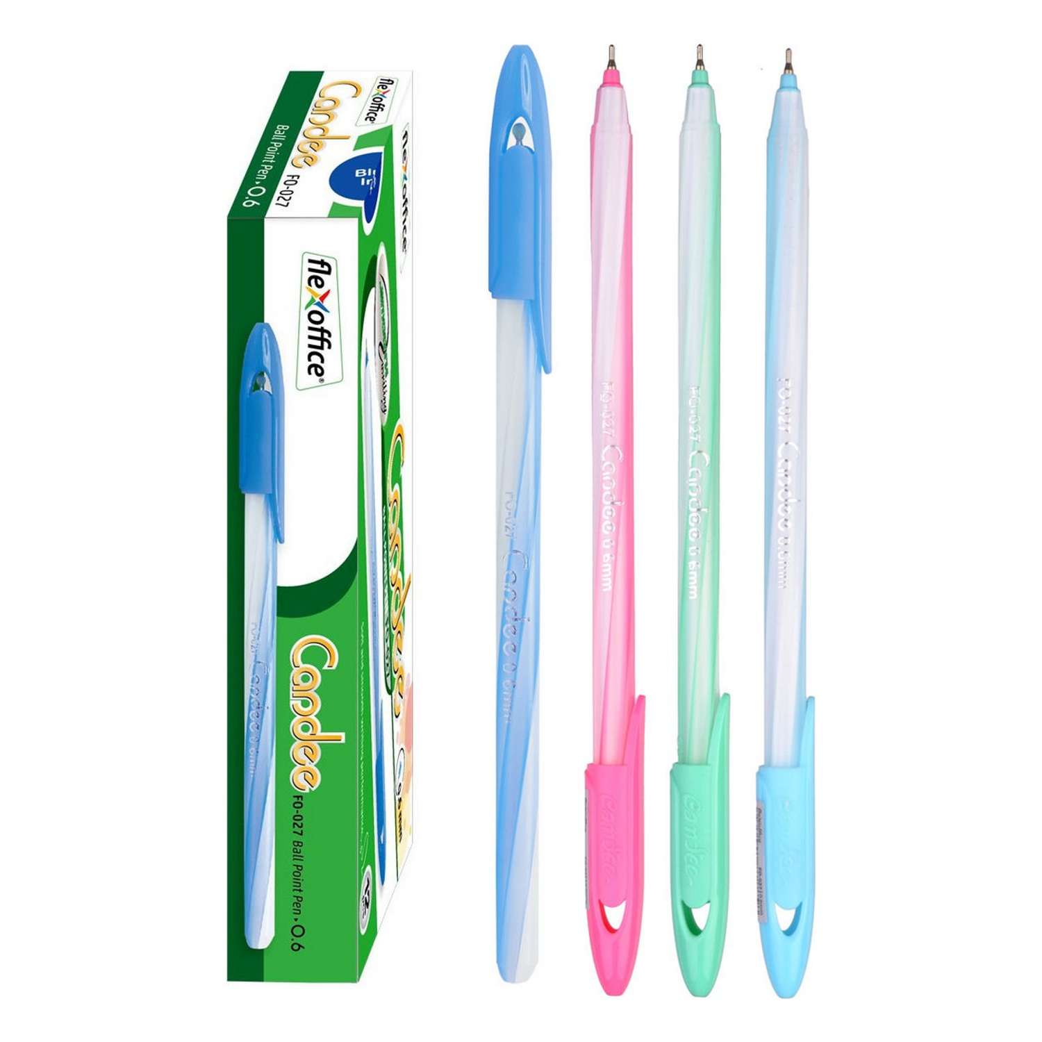 Ручка шариковая Flexoffice Candee 0.6мм цвет корпуса ассорти цвет чернил синий - фото 1