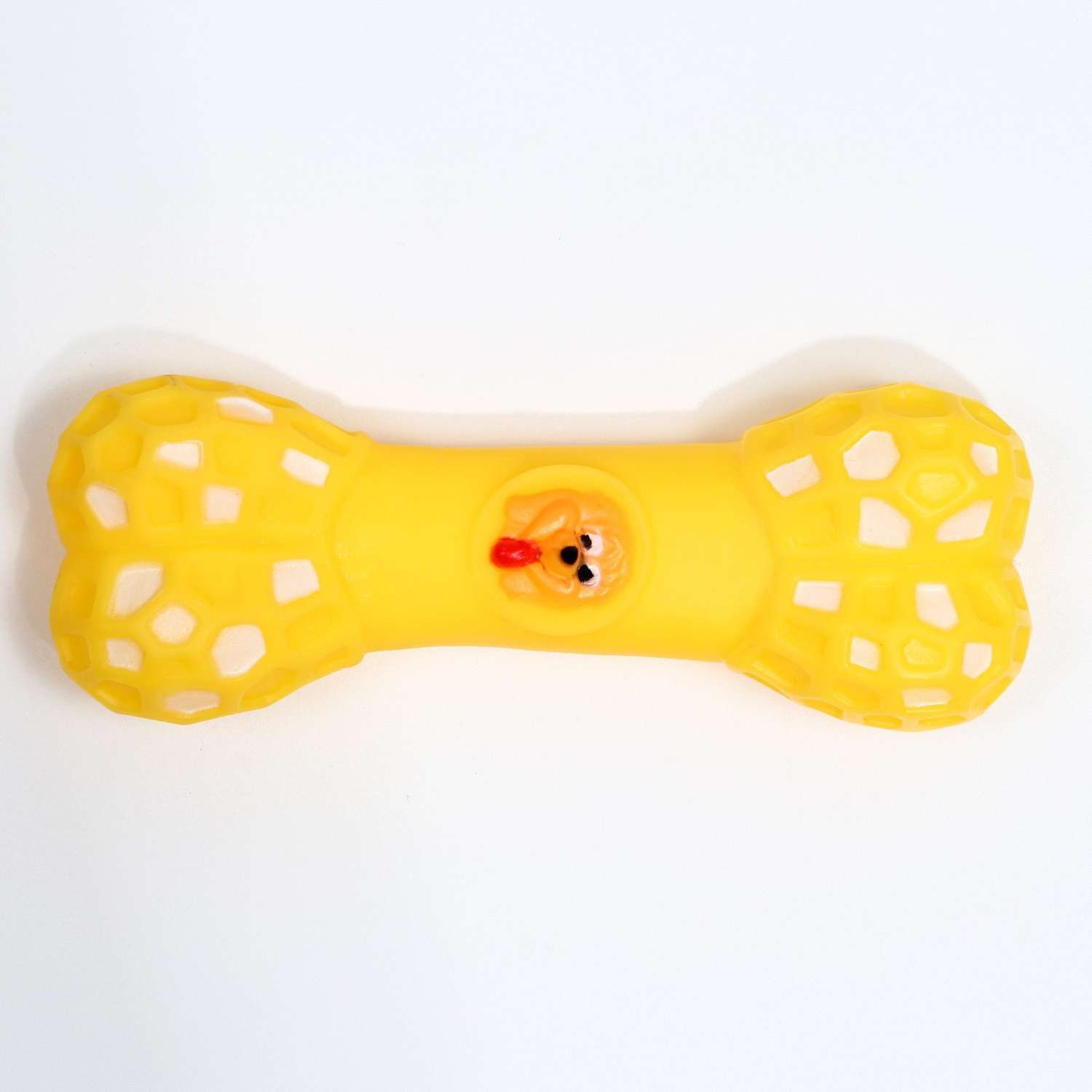 Игрушка Пижон пищащая «Кость с портретом» для собак 15 см жёлтая - фото 2