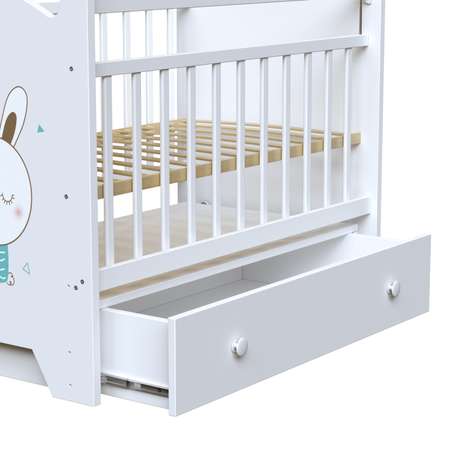 Детская кроватка ВДК прямоугольная, продольный маятник (белый)