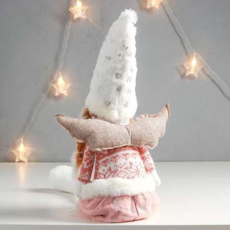 Кукла интерьерная Зимнее волшебство «Ангелочек с косичками в розовой юбке» длинные ножки 52х20х10 см