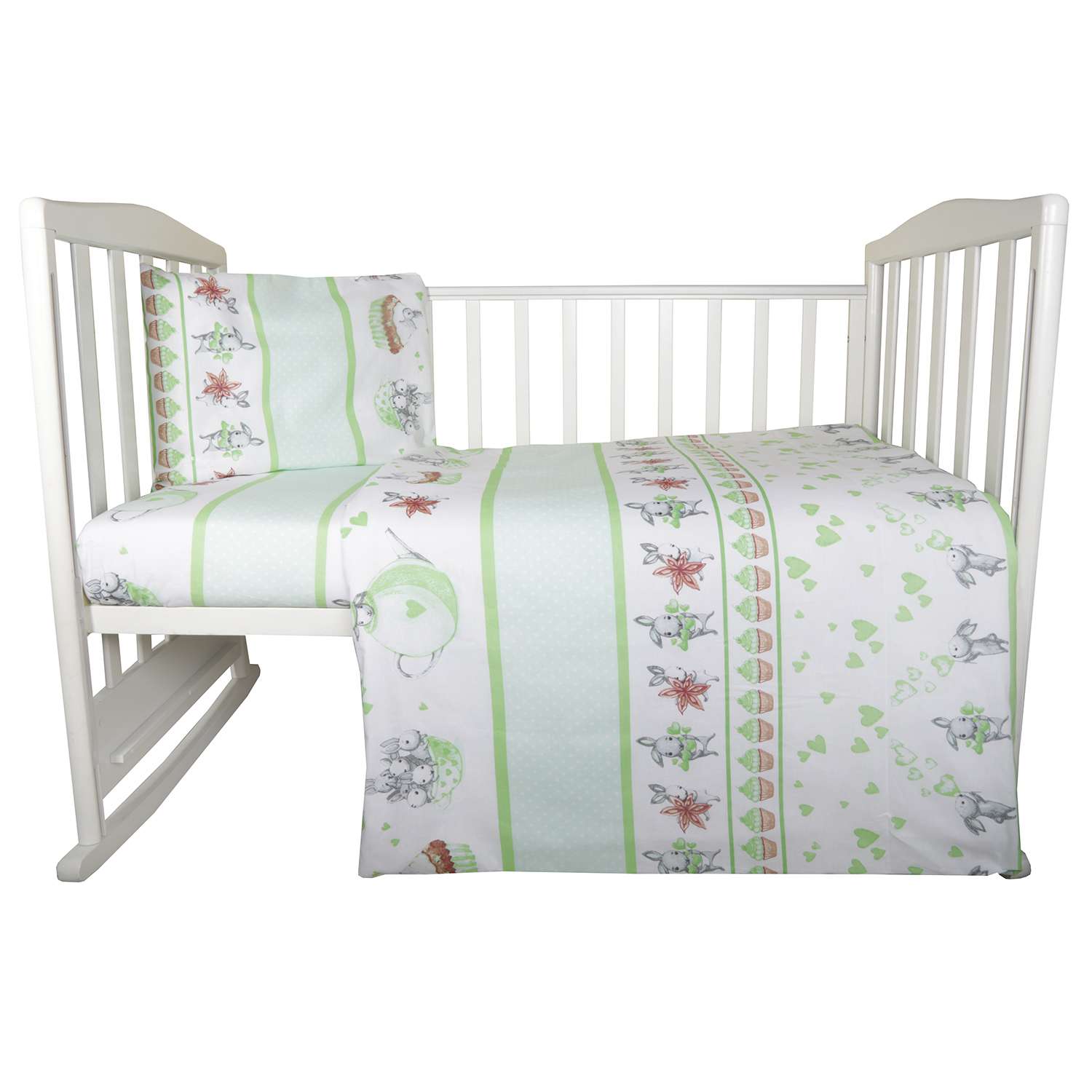 Комплект постельного белья Эдельвейс Чаепитие 3предмета Зеленый 10059 - фото 1