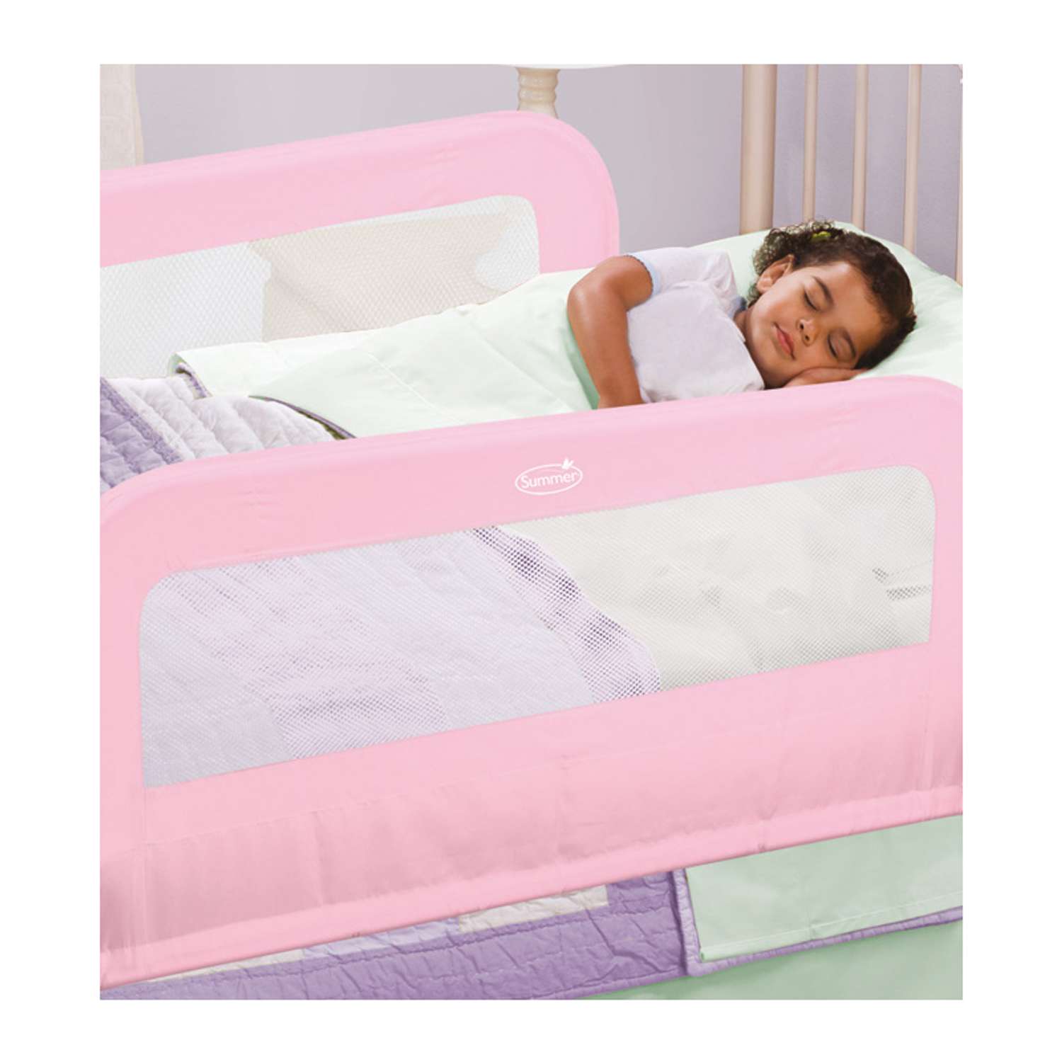 Универсальный ограничитель для кровати Summer Infant Single Fold Bedrail Розовый - фото 2