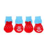 Носки для животных Пижон нескользящие «Бантик» размер L 4 шт. красно-голубые