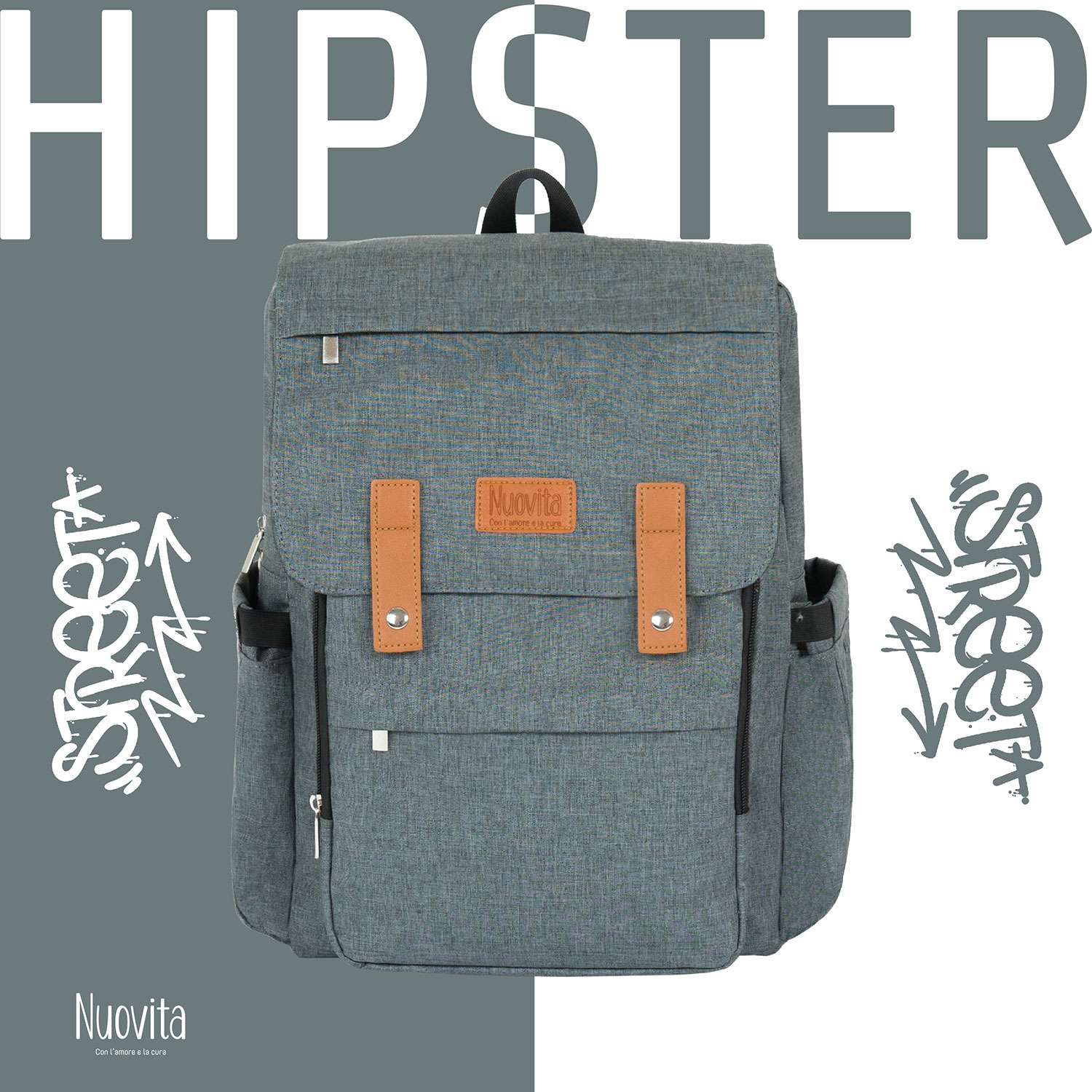 Рюкзак для мамы Nuovita CAPCAP hipster Серый - фото 2