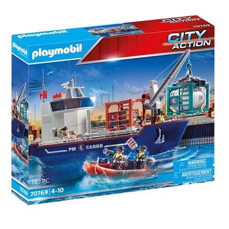 Конструктор Playmobil Большой контейнеровоз с катером таможенников