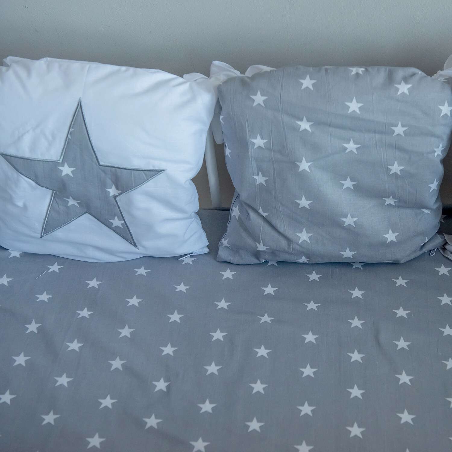 Комплект в кроватку Polini kids Звезды 5предметов Серый - фото 15