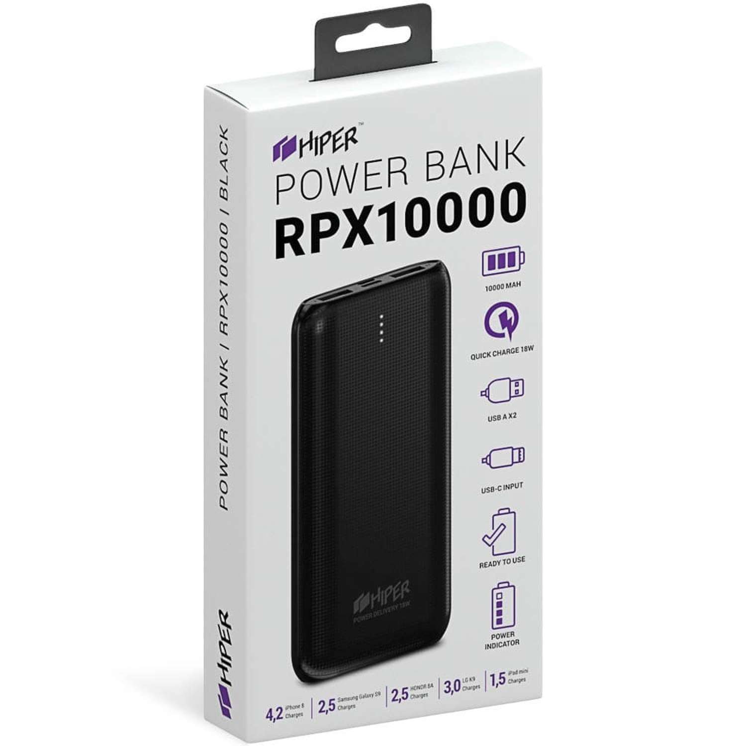 Внешний аккумулятор Hiper RPX10000 Black 10000mAh - фото 4