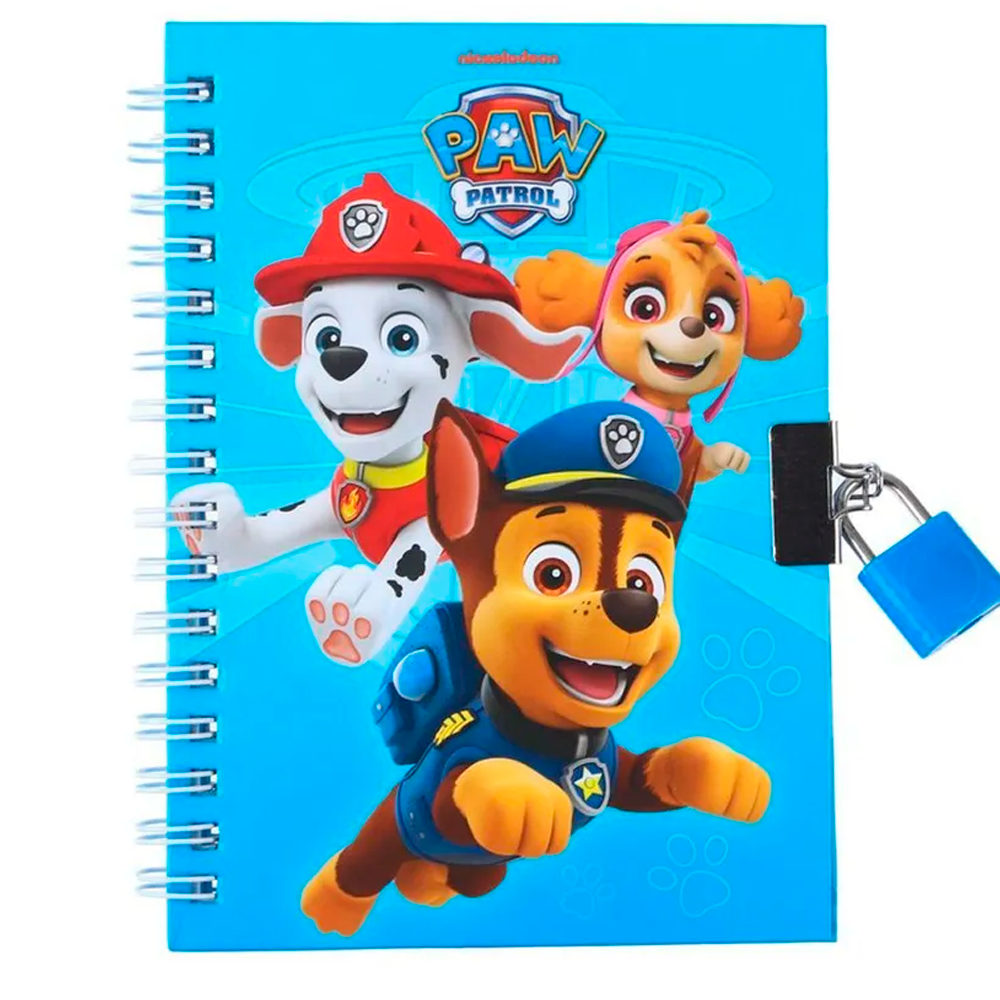 Блокнот на спирали Paw Patrol для записей рисования и творчества Щенячий патруль А6 50 листов с замочком - фото 1