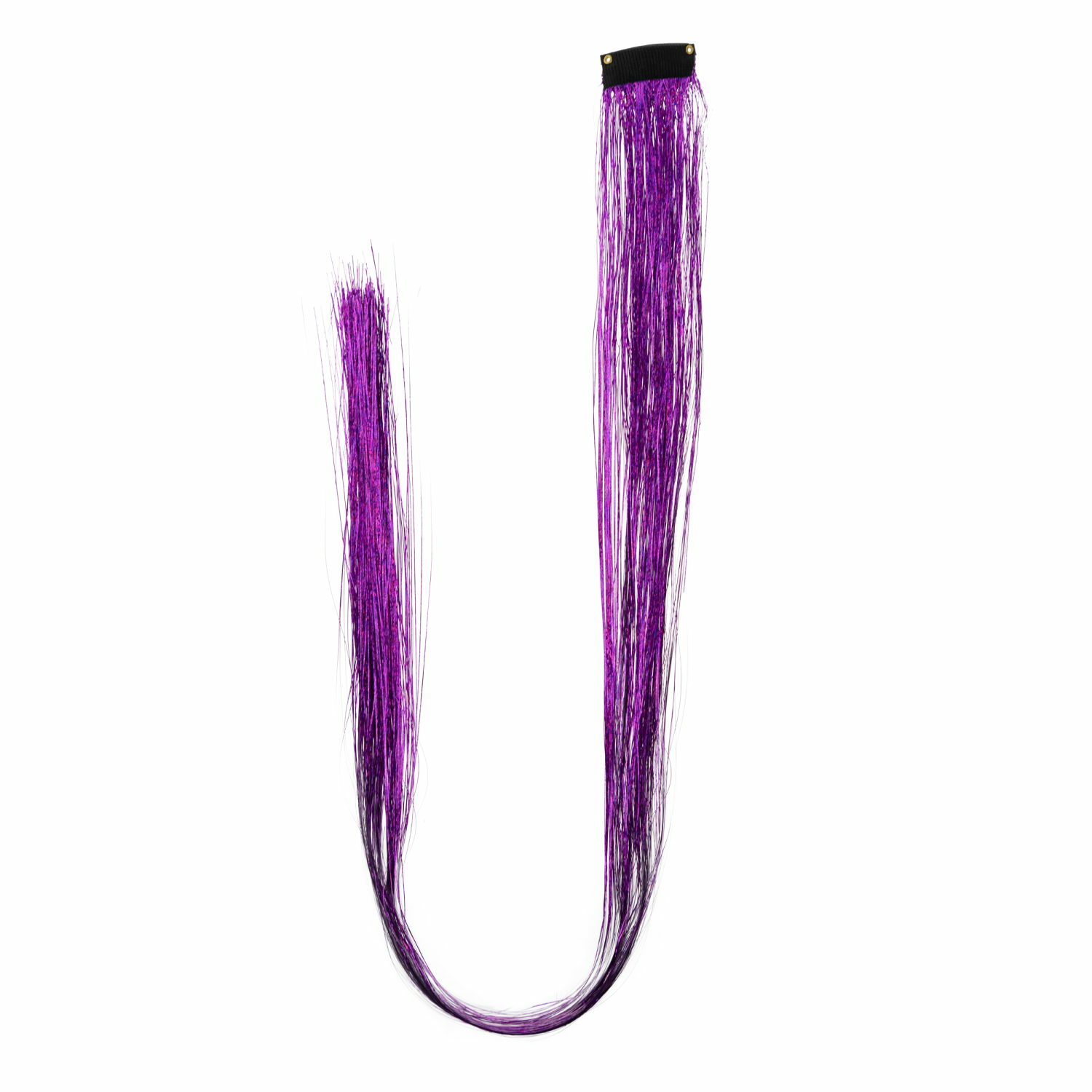 Цветные пряди для волос Lukky Fashion на заколках искусственные блестящие фиолетовые 60 см аксессуары для девочек - фото 1