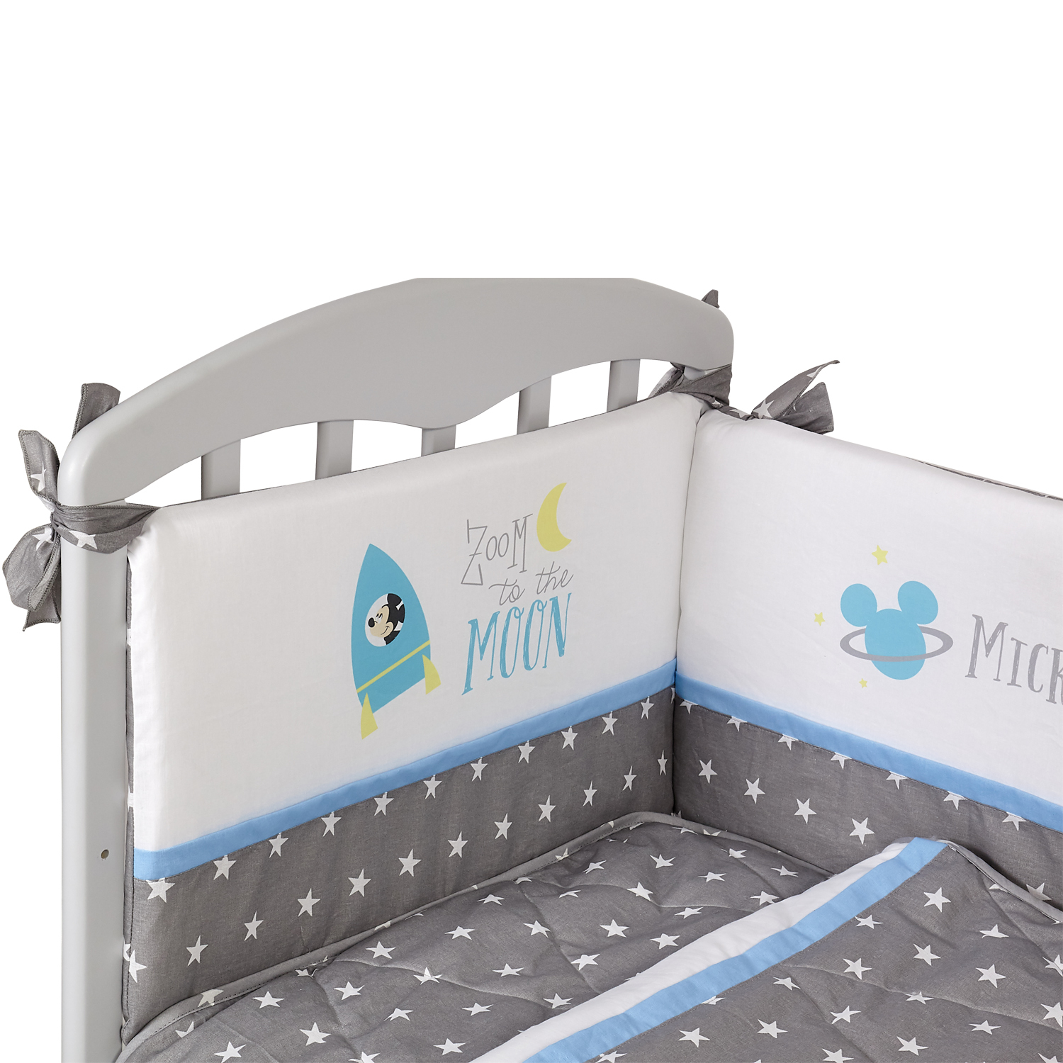 Комплект в кроватку Polini kids Disney Baby Микки Маус 5предметов Серый - фото 11