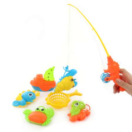 Игрушки для купания Veld Co рыбалка Морские обитатели с сачком 7 предметов