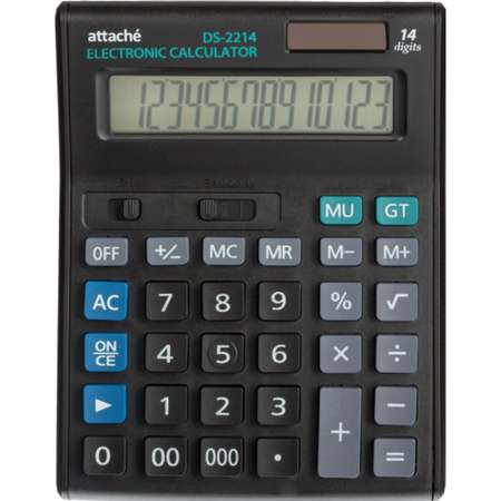Калькулятор Attache полноразмерный настольный 14 разрядный чёрный 1 шт