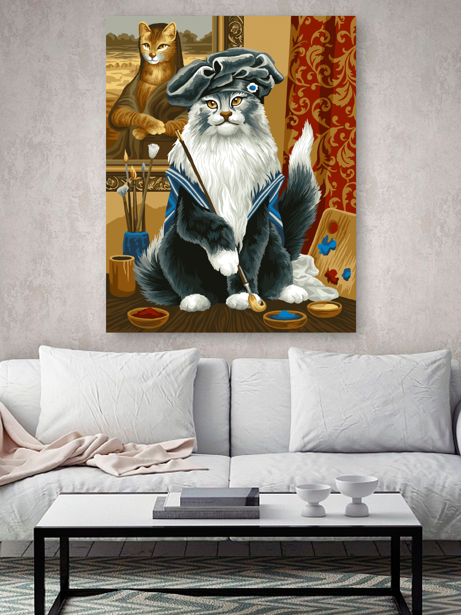 Картина по номерам Hobby Paint Кот-художник в ассортименте - фото 3