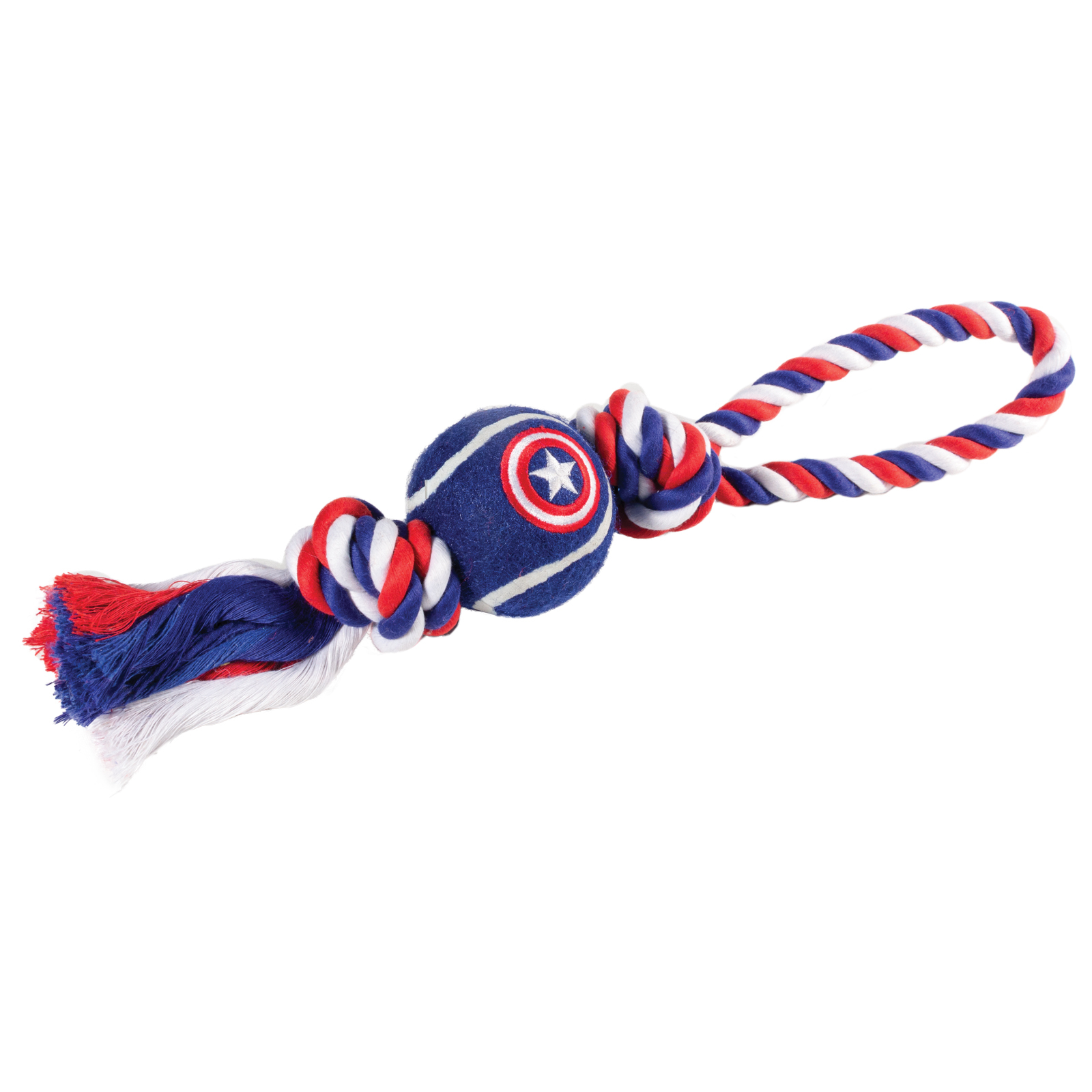 Игрушка для собак Triol Disney Marvel Капитан Америка Верёвка+мяч 12111084 - фото 1