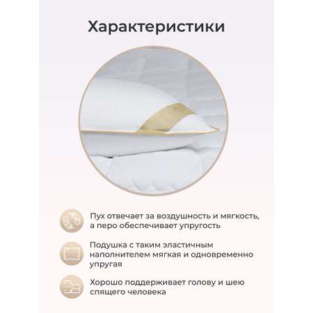 Подушка Arya Home Collection 50X70 для сна пух перо Natural Line Selvina анатомическая