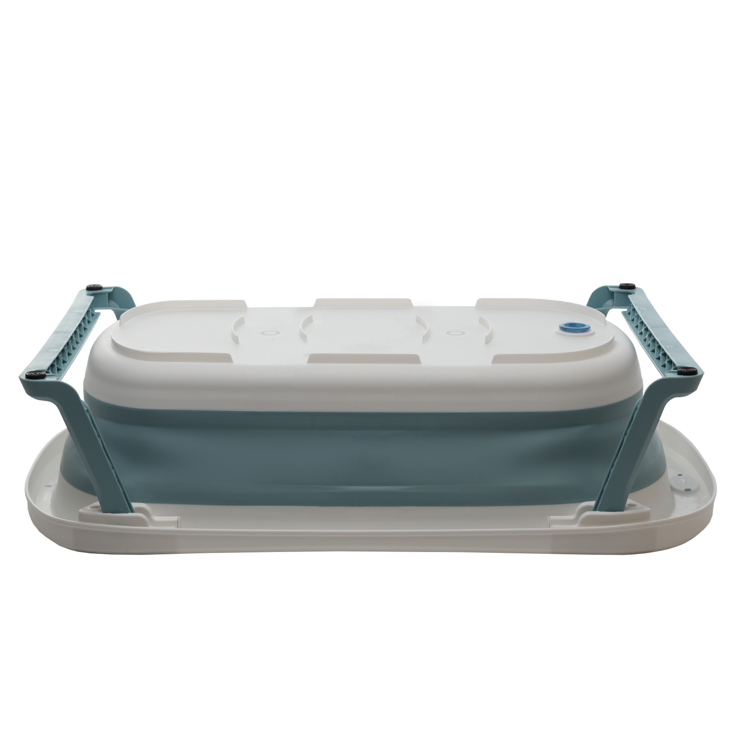 Ванночка складная детская WiMI с матрасиком и термочувствительной пробкой голубая - фото 7